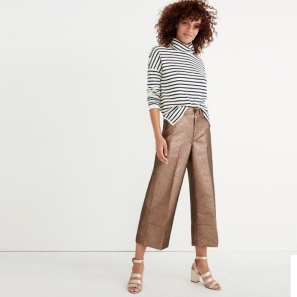 Madewell Langford wide-leg crop pants in metallic